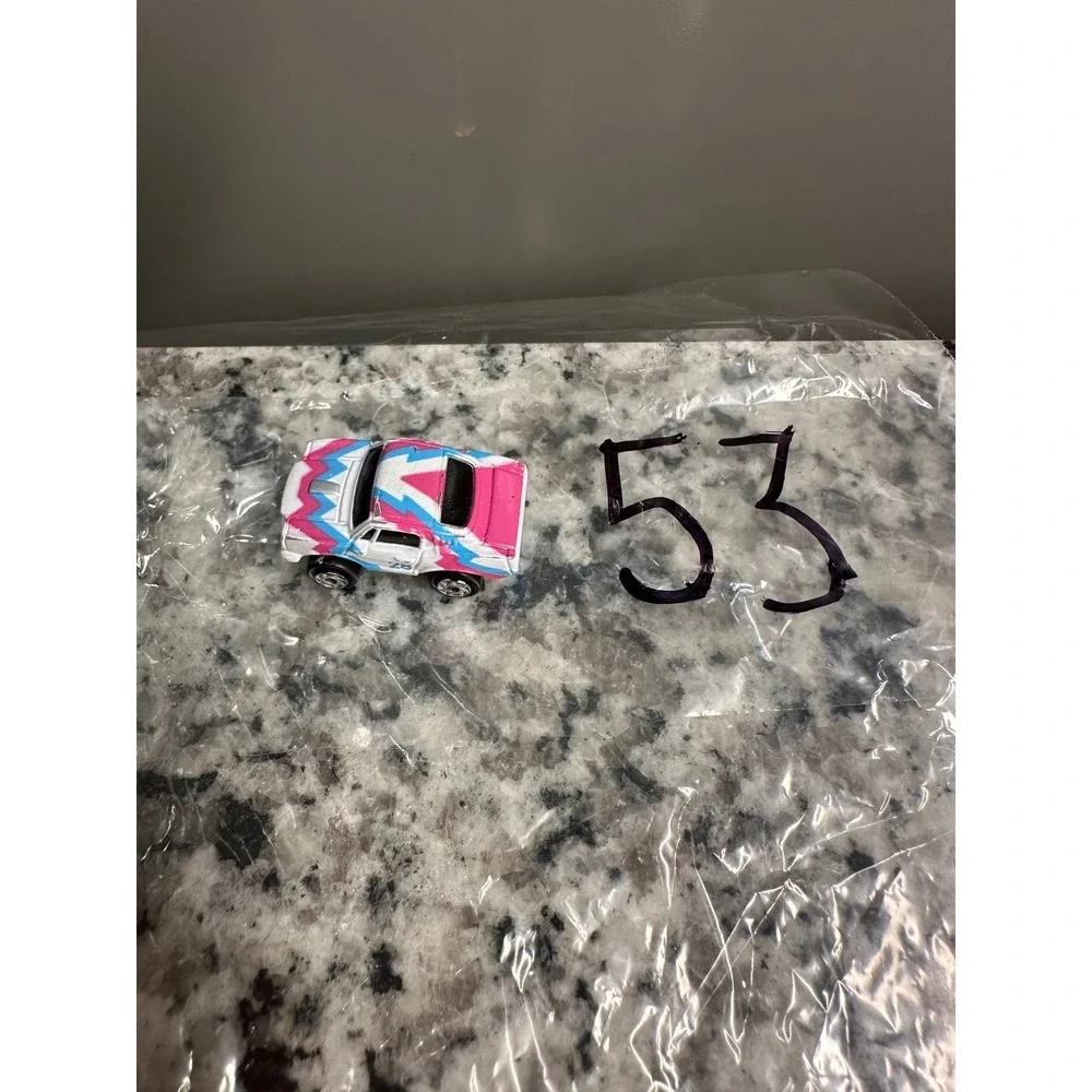 Micro‎ Machine Race Car White Blue Pink Lightning Bolt 28 Toy